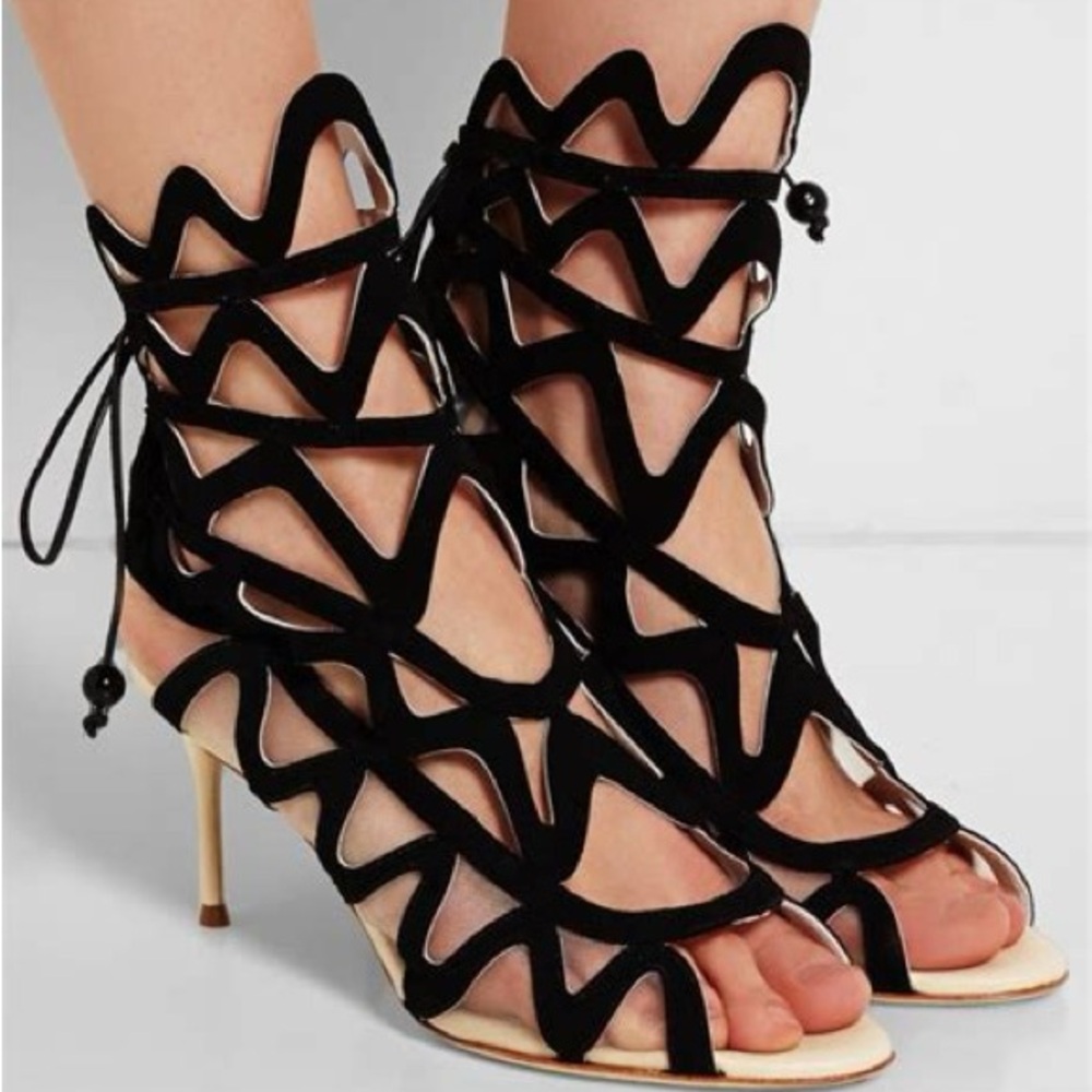 Sophia Webster MINA Suede Cutout Peep-Toe Bootie